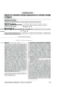 CONFERENCE PAPER  Impact of renewable energy deployment on climate change in Nigeria Udochukwu B Akuru Department of Electrical Engineering, University of Nigeria, Nsukka, Enugu State, Nigeria