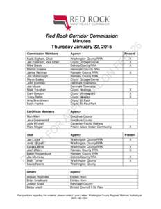 Red Rock Corridor Commission Minutes Thursday January 22, 2015 Commission Members  Agency