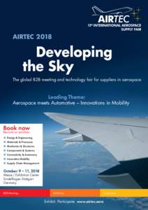 AIRTECDeveloping the Sky The global B2B meeting and technology fair for suppliers in aerospace