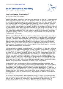 Download from www.leanuk.org  Lean Enterprise Academy LEA e-Letter - 26 February[removed]How Lean is your Organisation?