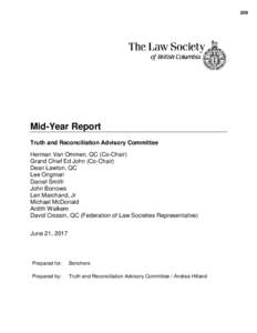 2017 Mid-year report, Truth and Reconciliation Advisory Committee