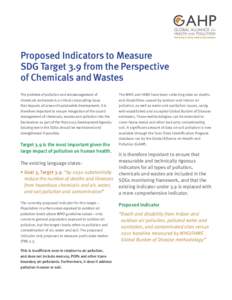 Proposed Indicators to Measure SDG Target 3.9 from the Perspective of Chemicals and Wastes The problem of pollution and mismanagement of chemicals and waste is a critical crosscutting issue that impacts all areas of sust