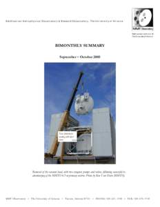 Smithsonian Astrophysical Observatory & Steward Observatory, The University of Arizona  BIMONTHLY SUMMARY September – October[removed]New aluminum
