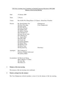 Committee on English Language Education - News (19th January 2000)