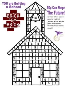 For every 50¢ we raise, we can color in a brick! Together, we can help the Nyaka AIDS Orphans Project build a secondary school !