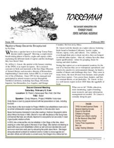 TORREYANA THE DOCENT NEWSLETTER FOR TORREY PINES STATE NATURAL RESERVE Issue 345