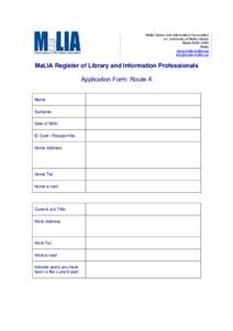 Malia / Malta Library and Information Association / Patent application / Msida