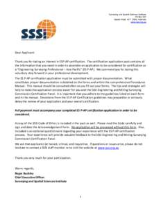 Surveying and Spatial Sciences Institute PO Box 307 Deakin West ACT 2600, Australia www.sssi.org.au  Dear Applicant: