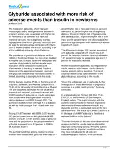 Glyburide associated with more risk of adverse events than insulin in newborns