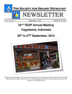 THE SOCIETY FOR ORGANIC PETROLOGY  NEWSLETTER Vol. 32, No. 3  September, 2015