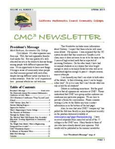 VOLUME 44, NUMBER 1  SPRING 2015 California Mathematics Council Community Colleges