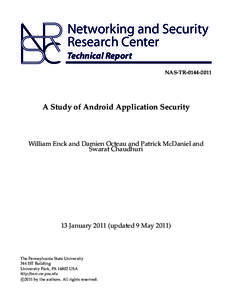 Networking and Security Research Center Technical Report NAS-TRA Study of Android Application Security