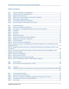 Utah Child and Family Services Administrative Guidelines  Table of Contents