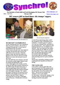 The Newsletter of South Staffs and North Birmingham MG Owners Club Editor: Alan Heeley February 2010