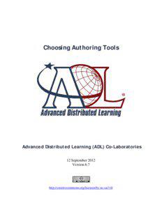 Choosing Authoring Tools  Advanced Distributed Learning (ADL) Co-Laboratories