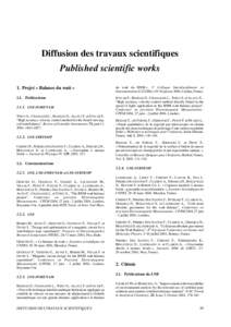 Diffusion des travaux scientifiques Published scientific works 1. Projet « Balance du watt »