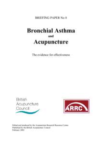 BRIEFING PAPER No 8  Bronchial Asthma and  Acupuncture