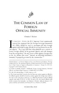 THE COMMON LAW OF FOREIGN OFFICIAL IMMUNITY I