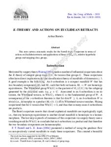 Proc. Int. Cong. of Math. – 2018 Rio de Janeiro, Vol–1058) K -THEORY AND ACTIONS ON EUCLIDEAN RETRACTS Arthur Bartels