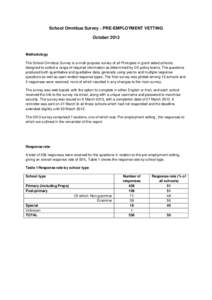 School Omnibus Survey – PRE-EMPLOYMENT VETTING October 2013 Methodology The School Omnibus Survey is a multi-purpose survey of all Principals in grant-aided schools, designed to collect a range of required information 