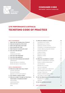 Consumer Code Sixth Edition - Effective 1 January 2016 Live Performance Australia  Ticketing Code of Practice
