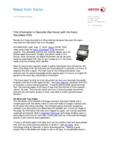 News from Xerox For Immediate Release Xerox Corporation 45 Glover Avenue P.O. Box 4505