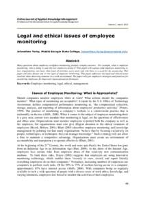 Online Journal of Applied Knowledge Management A Publication of the International Institute for Applied Knowledge Management Volume 1, Issue2, 2013  Legal and ethical issues of employee