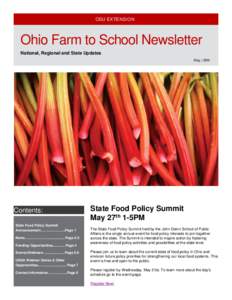 OSU EXTENSION  Ohio Farm to School Newsletter National, Regional and State Updates May | 2014