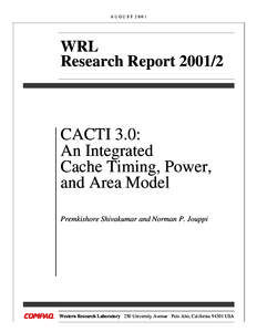 AUGUST[removed]WRL Research Report[removed]CACTI 3.0: