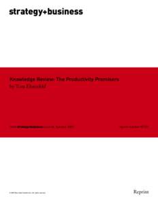 strategy+business  Knowledge Review: The Productivity Promisers by Tom Ehrenfeld  from strategy+business issue 48, Autumn 2007