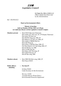 立法會 Legislative Council LC Paper No. CB[removed]These minutes have been seen by the Administration) Ref : CB1/PL/EA/1