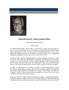 Microsoft Word - Remembering Dr Akhtar Hameed Khan.doc