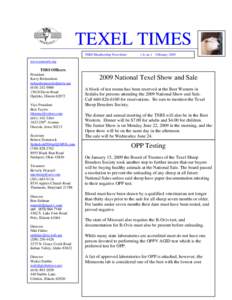 TEXEL TIMES TSBS Membership Newsletter v.6, no.1  February 2009