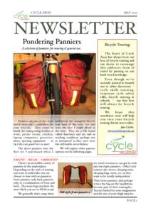 CYCLE AWAY!  MAY 2012 NEWSLETTER Pondering Panniers