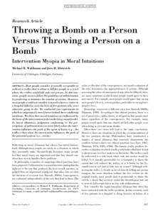 PS YC HOLOGICA L SC IENCE  Research Article Throwing a Bomb on a Person Versus Throwing a Person on a