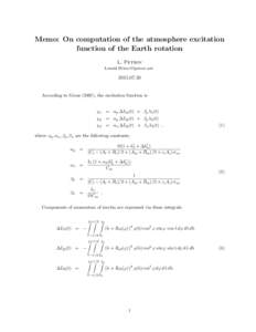 Memo: On computation of the atmosphere excitation function of the Earth rotation L. Petrov