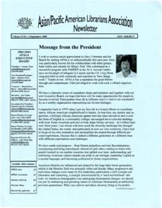 A~ian/~aciflc American Librarians Associatio~  Newsletter Volume 24 No.1 (September) 2003