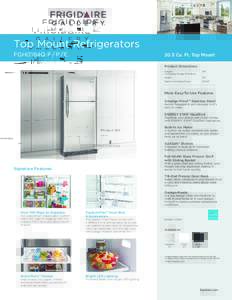 Top Mount Refrigerators FGHI2164Q F / P / E  20.5 Cu. Ft. Top Mount Product Dimensions Height	69