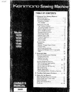 TABLE OF CONTENTS Knowing Your Sewing Machine