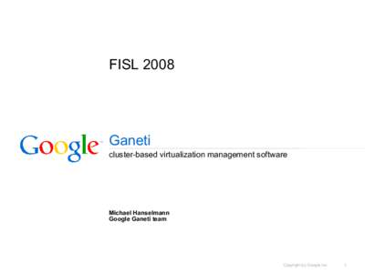 FISLGaneti cluster-based virtualization management software  Michael Hanselmann