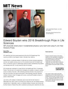 Edward Boyden wins 2016 Breakthrough Prize in Life Sciences | MIT News
