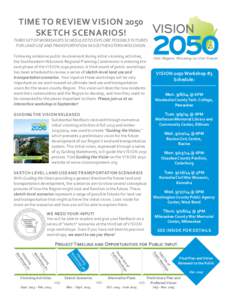 VISION  TIME TO REVIEW VISION 2050 SKETCH SCENARIOS! THIRD SET OF WORKSHOPS SCHEDULEDTO EXPLORE POSSIBLE FUTURES FOR LAND USE ANDTRANSPORTATION IN SOUTHEASTERN WISCONSIN