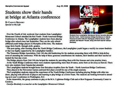 Memphis Commercial Appeal  Aug. 20, 2008 Students show their hands at bridge at Atlanta conference