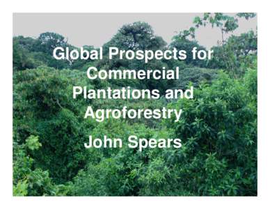 Global Prospects for Commercial Plantations and Agroforestry John Spears