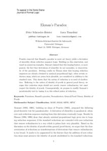 To appear in the Notre Dame Journal of Formal Logic Ekman’s Paradox Peter Schroeder-Heister