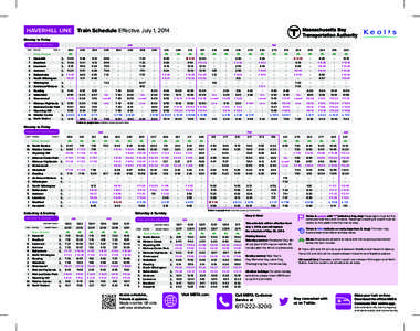 HAVERHILL LINE  Train Schedule Effective July 1, 2014 Monday to Friday Inbound to Boston