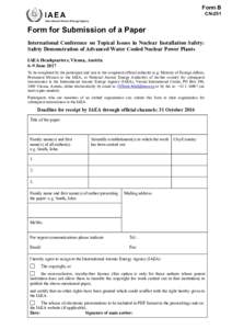 Form B CN-251 International Atomic Energy Agency  Form for Submission of a Paper