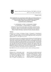 Bulgarian Journal of Veterinary Medicine, 2015, 18, No 4, 361–366 ISSN; DOI: bjvm.877 Original article FIRST REPORT ON ASIAN FISH TAPEWORM (BOTHRIOCEPHALUS ACHEILOGNATHI) INFECTION OF INDIGENOUS MAHS