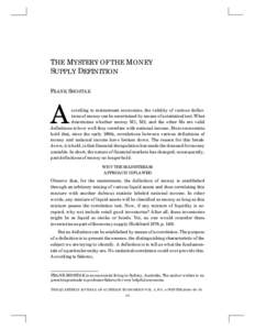 THE MYSTERY OF THE MONEY SUPPLY DEFINITION FRANK SHOSTAK A