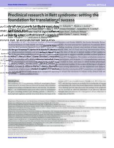 Disease Models & Mechanisms 5, doi:dmmSPECIAL ARTICLE Preclinical research in Rett syndrome: setting the foundation for translational success